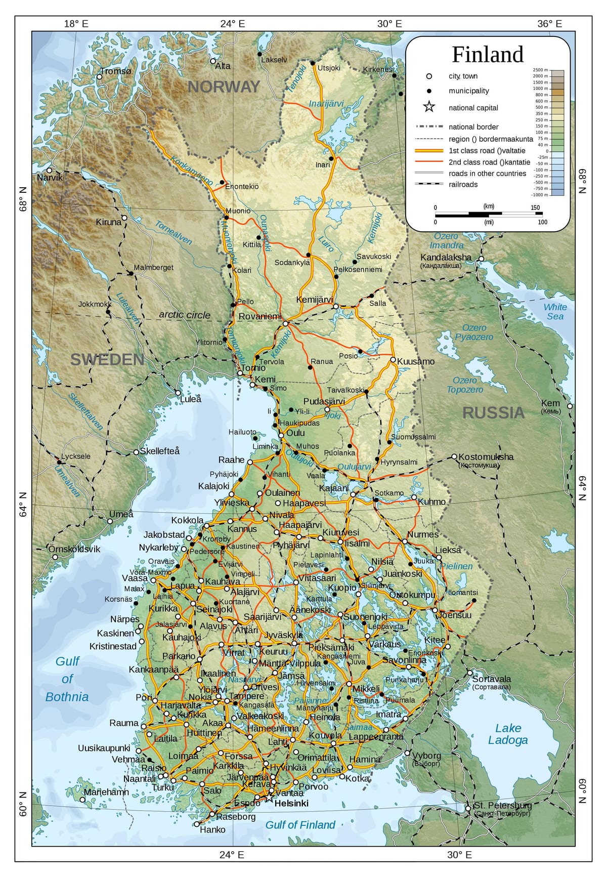 ನಕ್ಷೆ ದೈಹಿಕ ಫಿನ್ಲ್ಯಾಂಡ್
