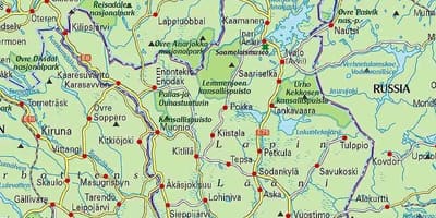 ನಕ್ಷೆ ಫಿನ್ಲ್ಯಾಂಡ್ ಪಾದಯಾತ್ರೆಯ