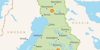 ನಕ್ಷೆ ಫಿನ್ಲ್ಯಾಂಡ್ ಸರೋವರಗಳು